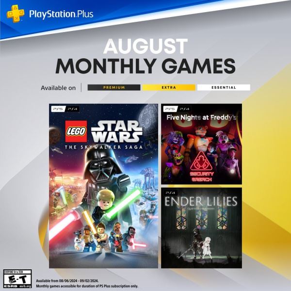 Бесплатные игры PS Plus Essential на август 2024 года: LEGO Star Wars: The Skywalker Saga, Five Nights at Freddy’s и Ender Lilies